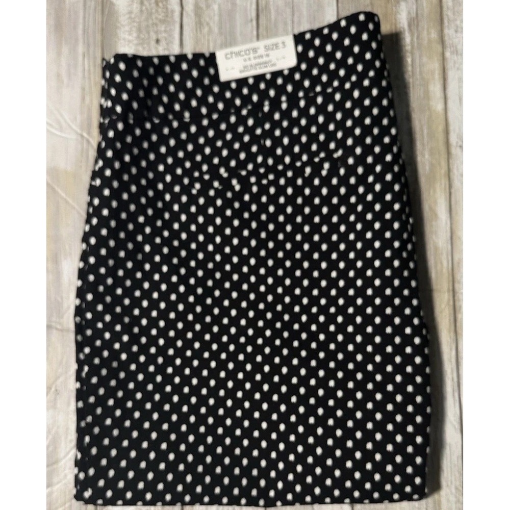 NWT‎ Chico's So Slimming Brigitte   Dot Black/white Size 3(U.S. 16) Capri Pant